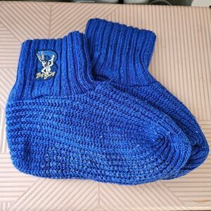 Bugs Bunny Socks Looney Toons Blue Knit Grip Bottoms Embroidered Patch Unisex